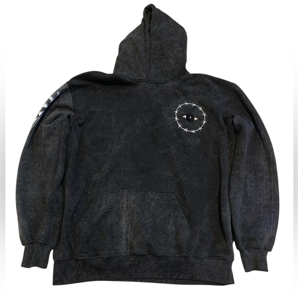 DISCIPLINE Washed Grey "Growth In Silence" All-Seeing Eye Hoodie Size M